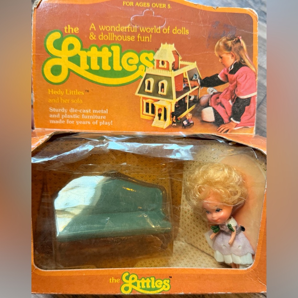 The Littles Hedy Doll with Teal Sofa - Vintage Toy